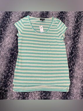The Limited Women’s Small Cream & Turquoise Metallic Striped Y2K Top